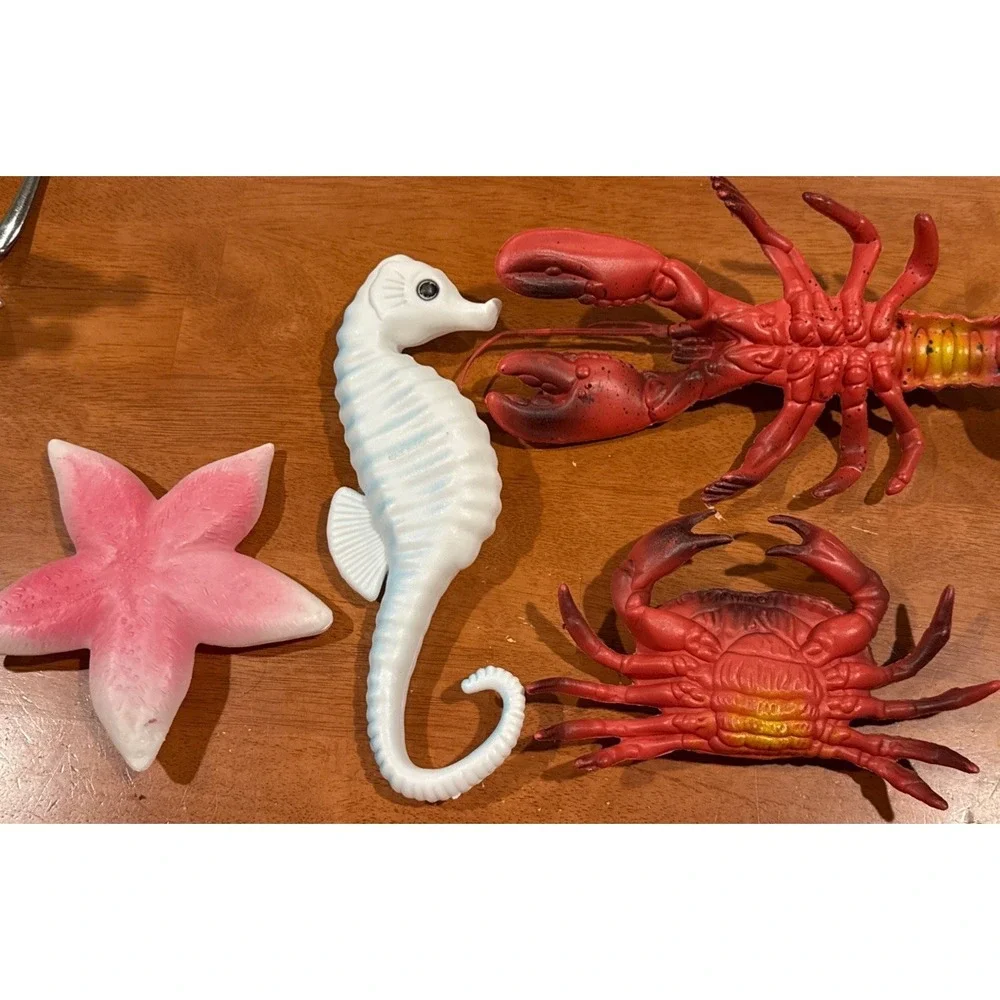 Nautical Plastic Blow Mold Sea Creature Set - Lobster, SeaHorse, Starfish, Crab